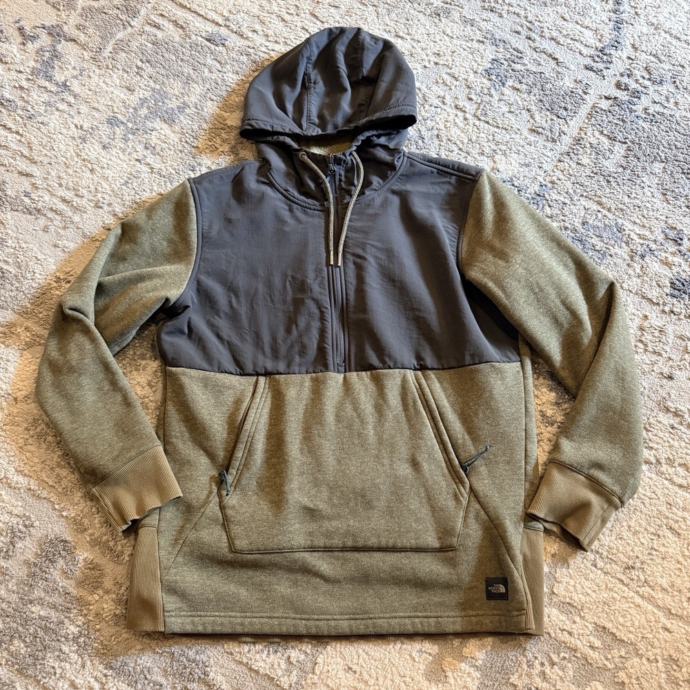 The North Face Women's Tech Sherpa Half Zip Hoodie Olive Black M No Size Tag